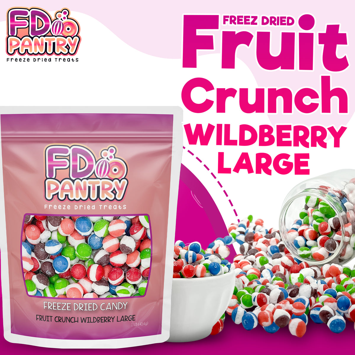 Freeze Dried Fruit Crunch Wild berry - Large Bag 1 Pound – FD Pantry