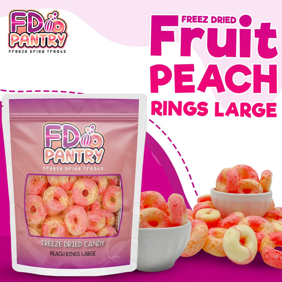Freeze Dried Peach Rings 7 oz – FD Pantry