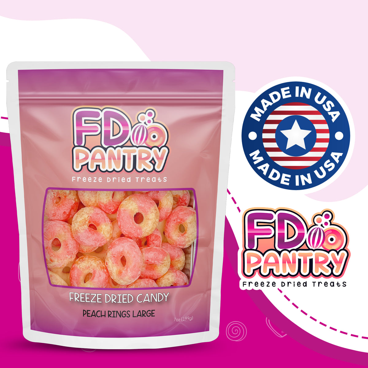 Freeze Dried Peach Rings 7 oz – FD Pantry