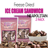 Freeze Dried Ice Cream Sandwich Bites 2 pack Crunchy & Sweet - Neapolitan